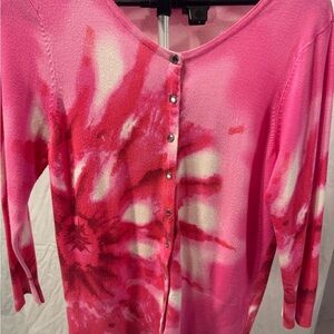 Boston Proper Pink and White Cardigan